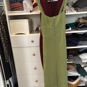 Reformation Olive Green Backless Dress